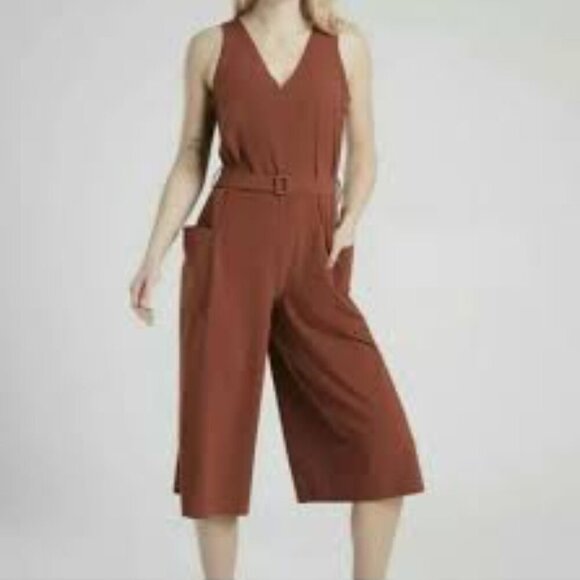 Athleta Pants - Athleta ST Small Tall Sarasota Black Jumpsuit crop wide leg Athleisure Athletic